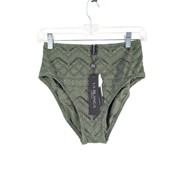 La Blanca Swim Womens 4 Olive Saltwater Sands High-Waist Bottoms NWT - Picture 1 of 9
